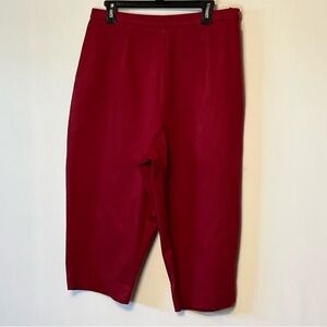 Vintage Briggs New York Women's Red Pull On Capri Pants Side Zipper Waist 32.
